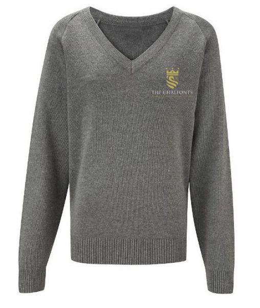 Chalfont Grammar Grey V-Neck Sweater